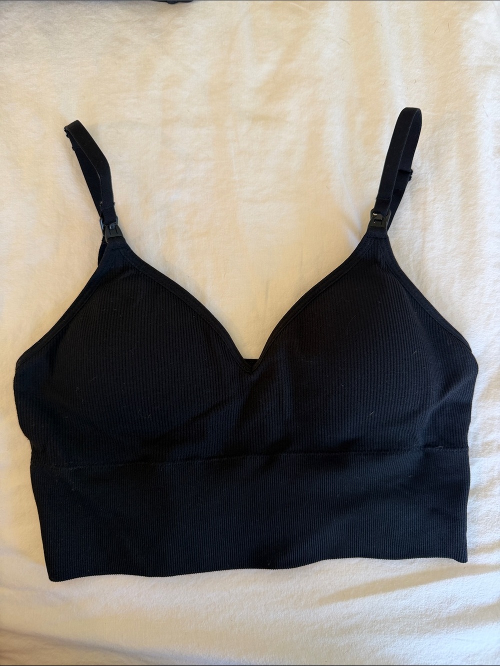 Seamless Black Nursing Bralette with Clip-Down Straps